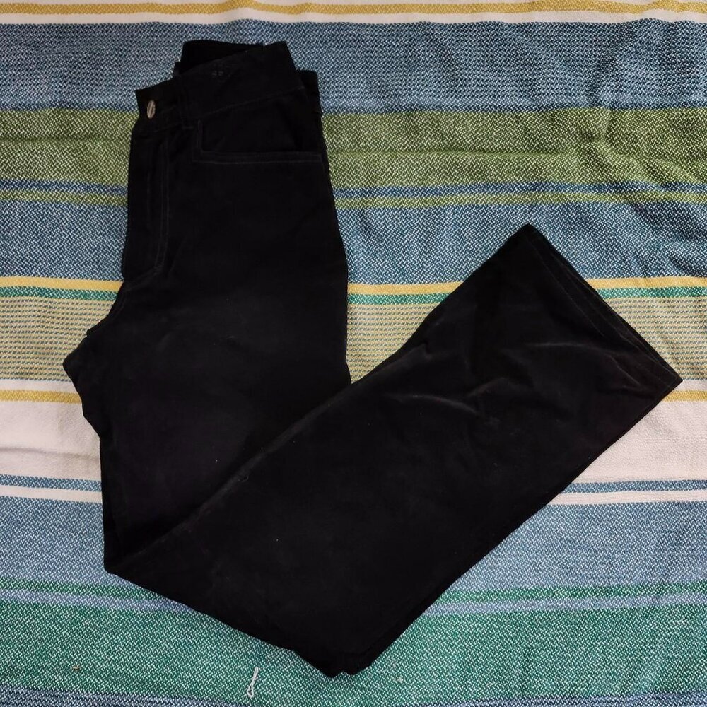 vintage black genuine suede high rise boot cut pants